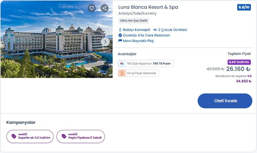 tatilbudur blanca resort ara tatil programi